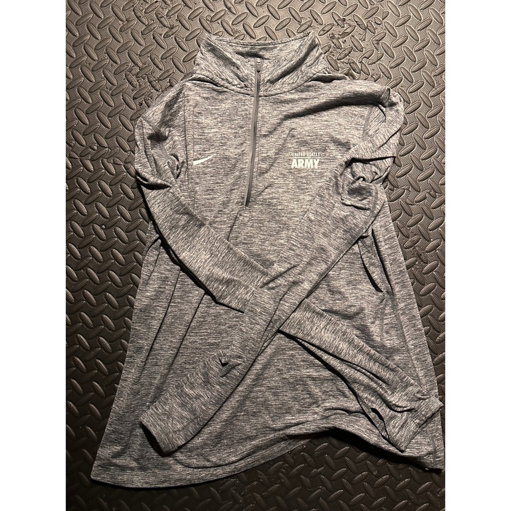 Nike Dri-FIT US Army Quarter Zip Pullover Heather Gray Womens XL Thumbholes